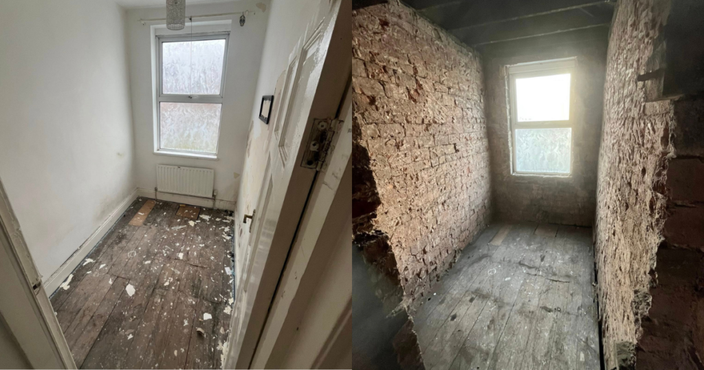 A before/after piture of a refurbishment project