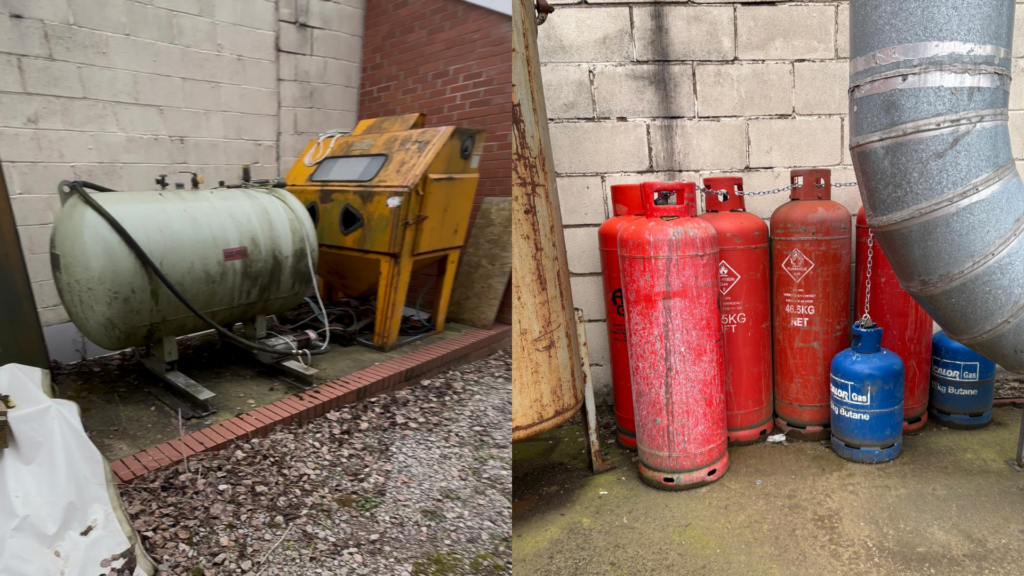 Some Hazardous Waste Collected During a Site Clearance In Stoke-on-Trent