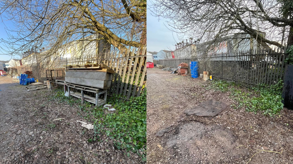 A Before & After Picture Showing a Site Clearance In Stoke-on-Trent