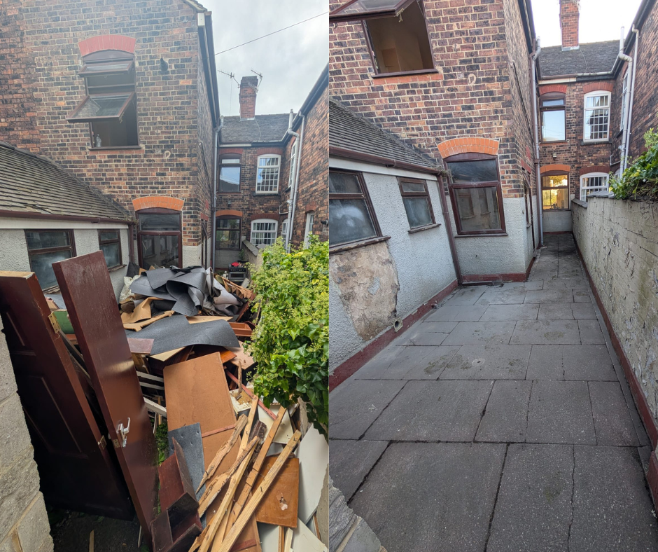 A before and after picture showing a site clearance