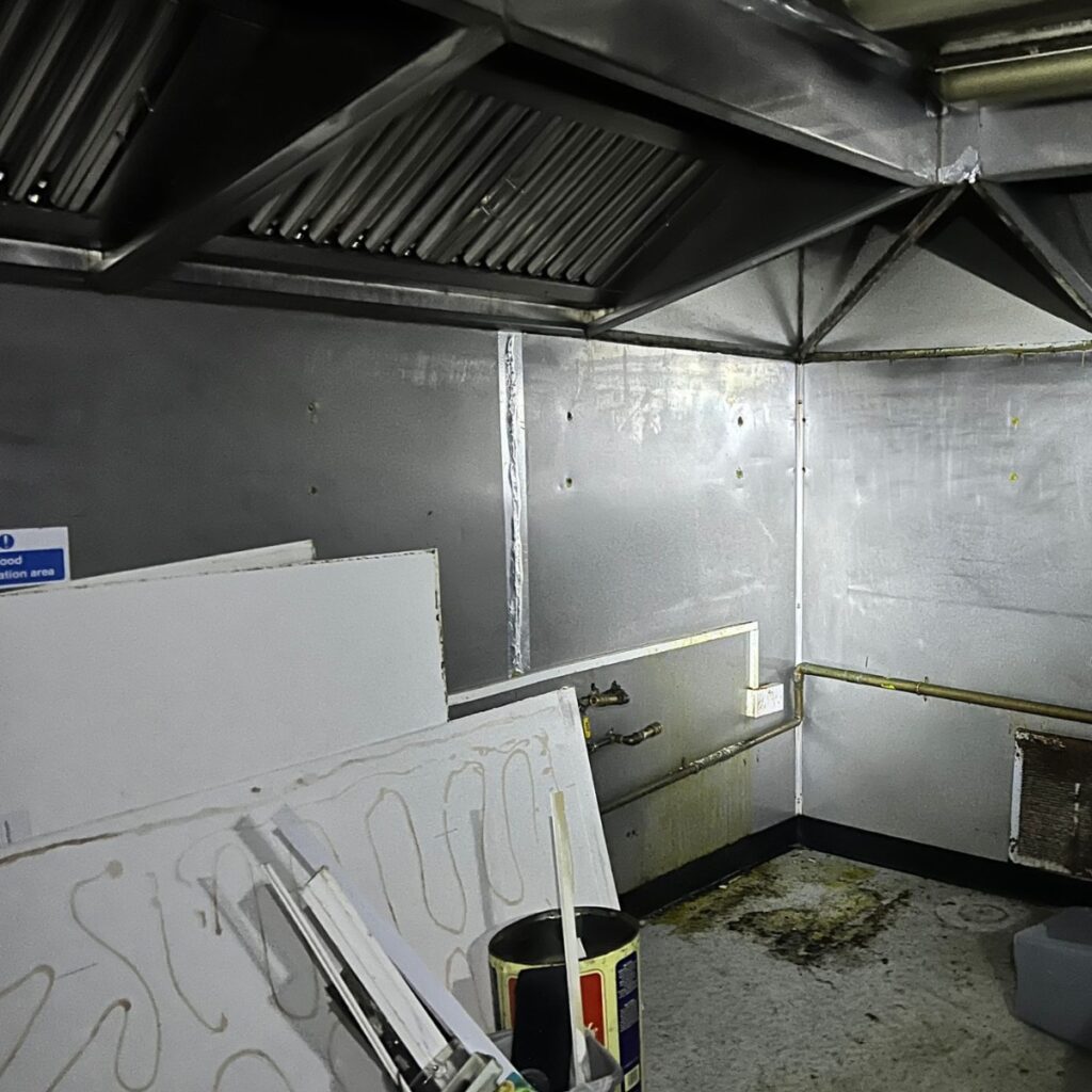 Commercial kitchen strip out with ducting and fittings removed