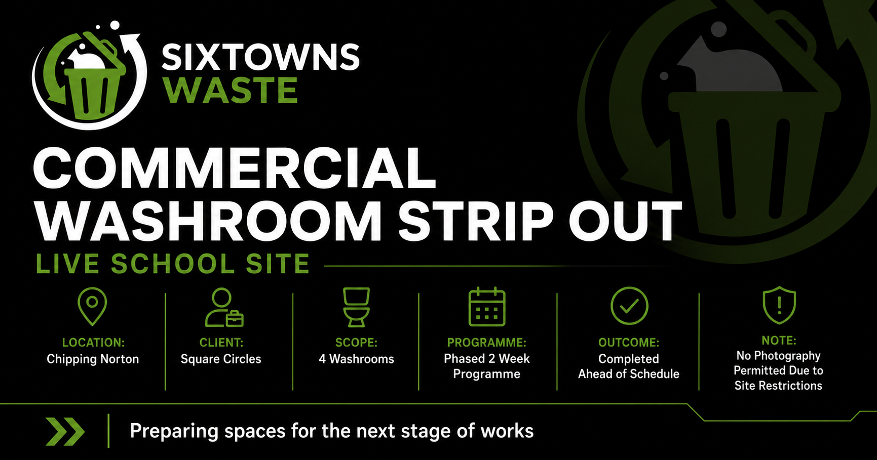 Commercial Washroom Strip Out at Live School Site in Chipping Norton