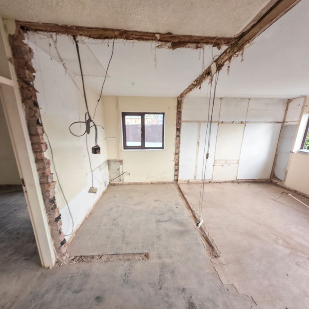 A bunglow with walls removed to open up the space